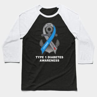 Type 1 Diabetes Ribbon Anchor of Hope Baseball T-Shirt